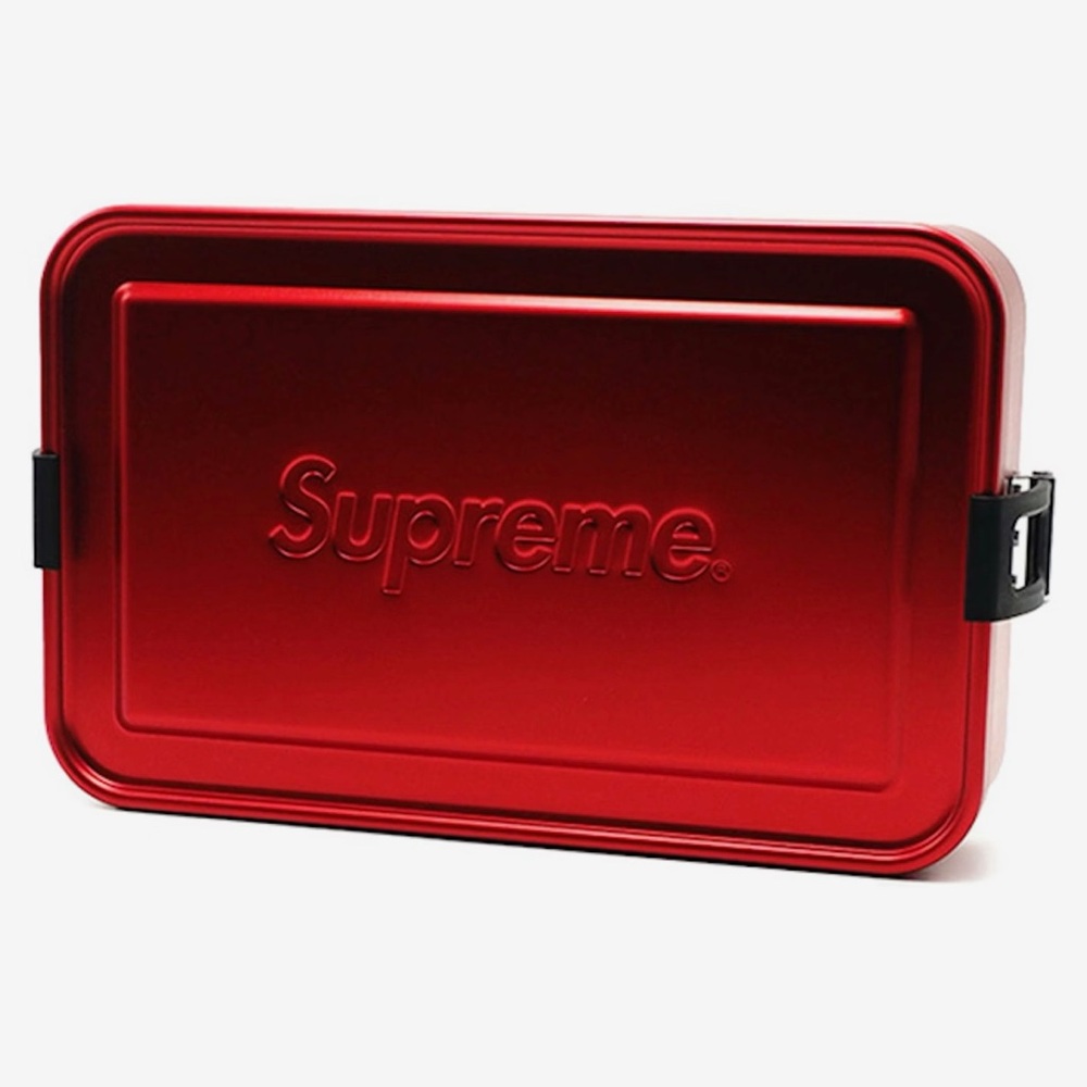 Authentic Supreme Large Metal Storage Box Sigg Red SS18 Box Logo